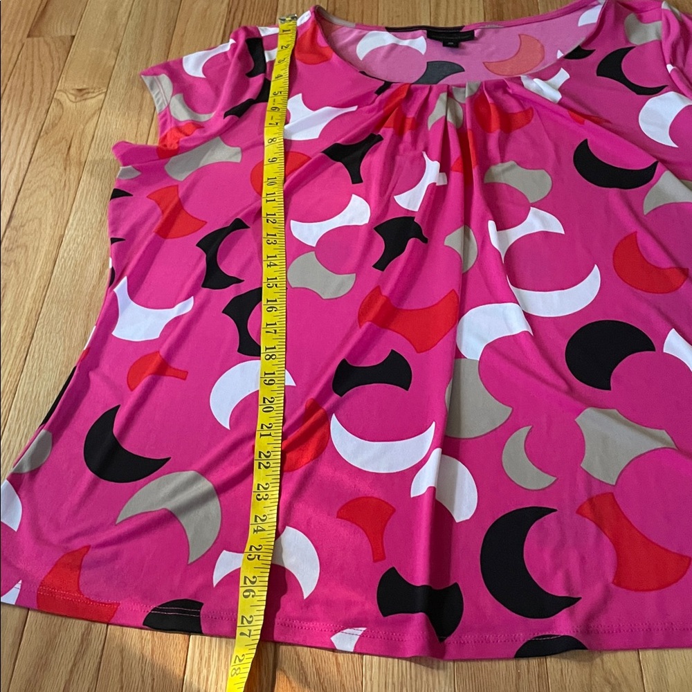 Worthington Top Womens 3X Pink Abstract Geometric Print Blouse Short Sleeve - Picture 6 of 9